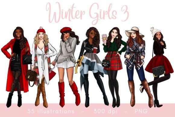 Download Winter Girls Fashion Clipart - Premium Bundle
