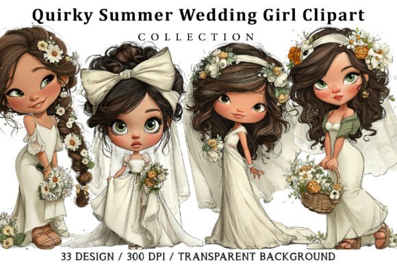 Download Quirky Summer Wedding Girl Clipart - Summer wedding Collection