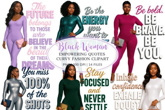 Download Black Woman Curvy Fashion Poses Quotes - Premium Bundle