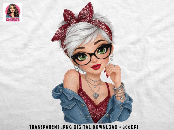 Download Cute Nerd Girl | Retro Fashion PNG - Premium Bundle
