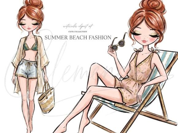 Download Beach Fashion Girl Clipart PNG - Premium Bundle